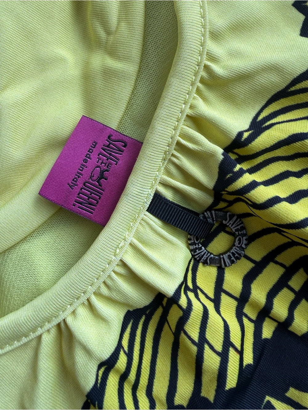 Save the Queen Italy Scarf Print Halter Midi Dress Colorblock Boho Y2K Sz L - Picture 5 of 7